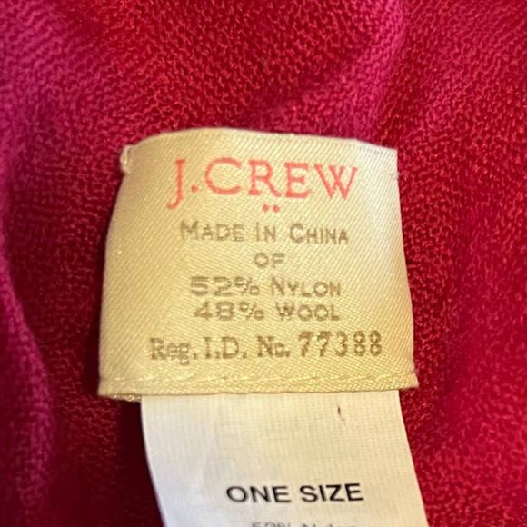 J. Crew Lightweight Wool Blend Dark Red Fringe Scarf - Picture 3 of 6